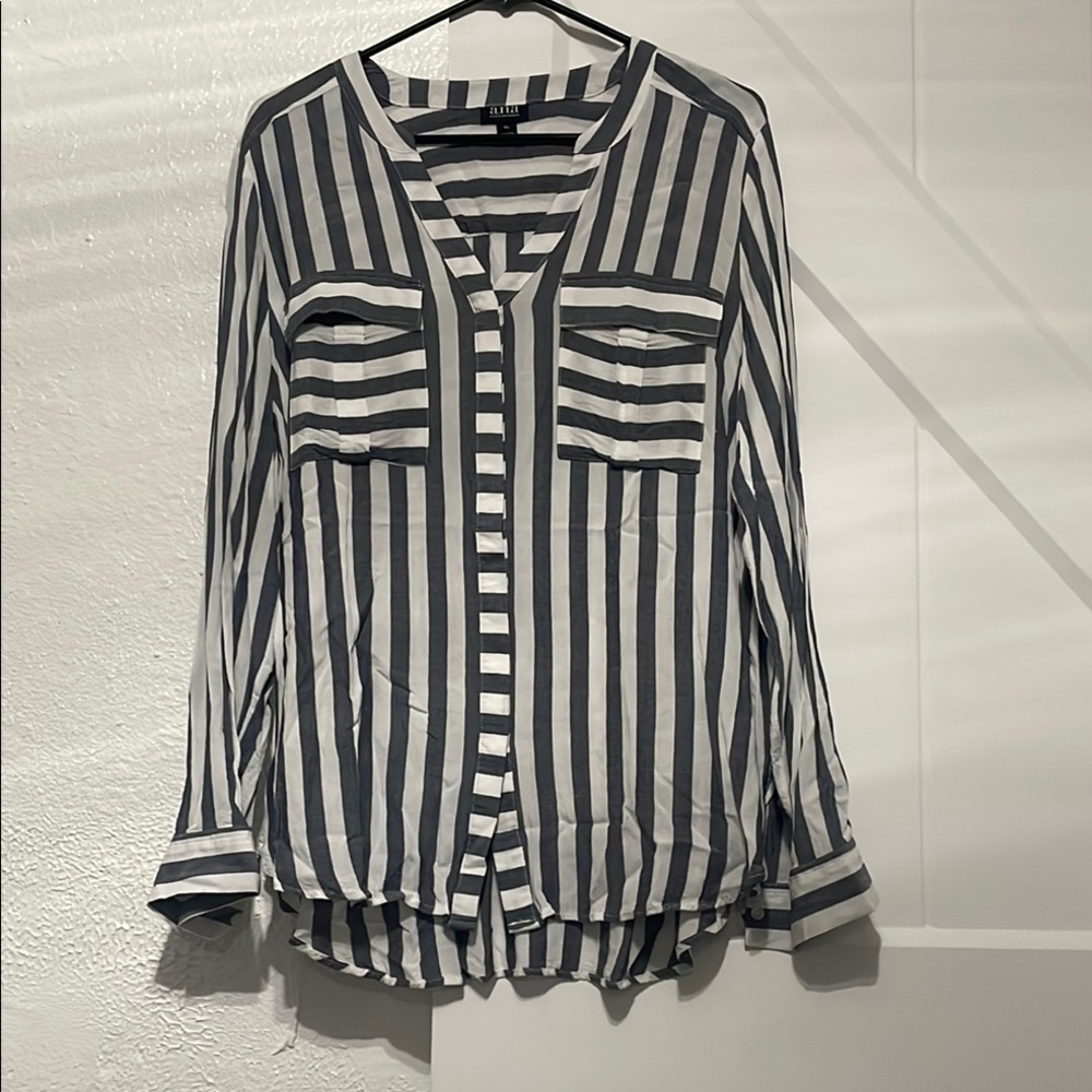 Black and White Striped Women's Top